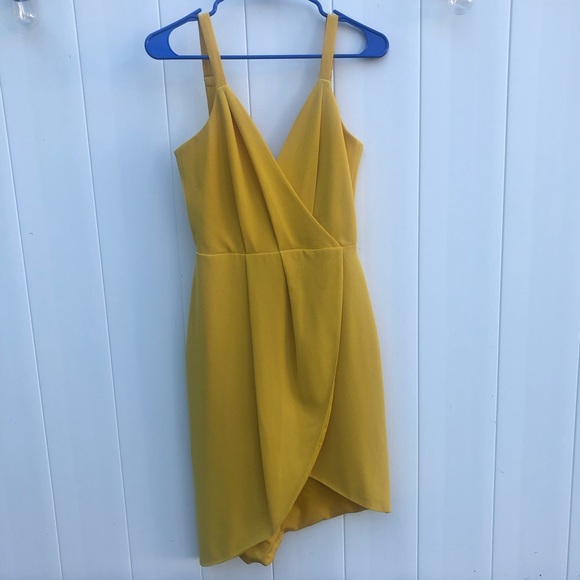Dress the Population Yellow Faux Wrap Dress - Picture 10 of 11